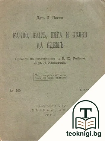 Какво, какъ, кога, и колко да ядемъ — корица
