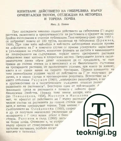 Изпитване действието на гиберелина върху ориенталски тютюн, отглеждан на неторена и торена почва — снимка 2